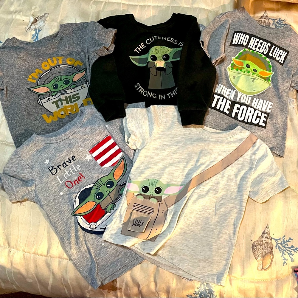 Bundle of 5 Star Wars Baby Yoda Tops, Toddler Size 3T